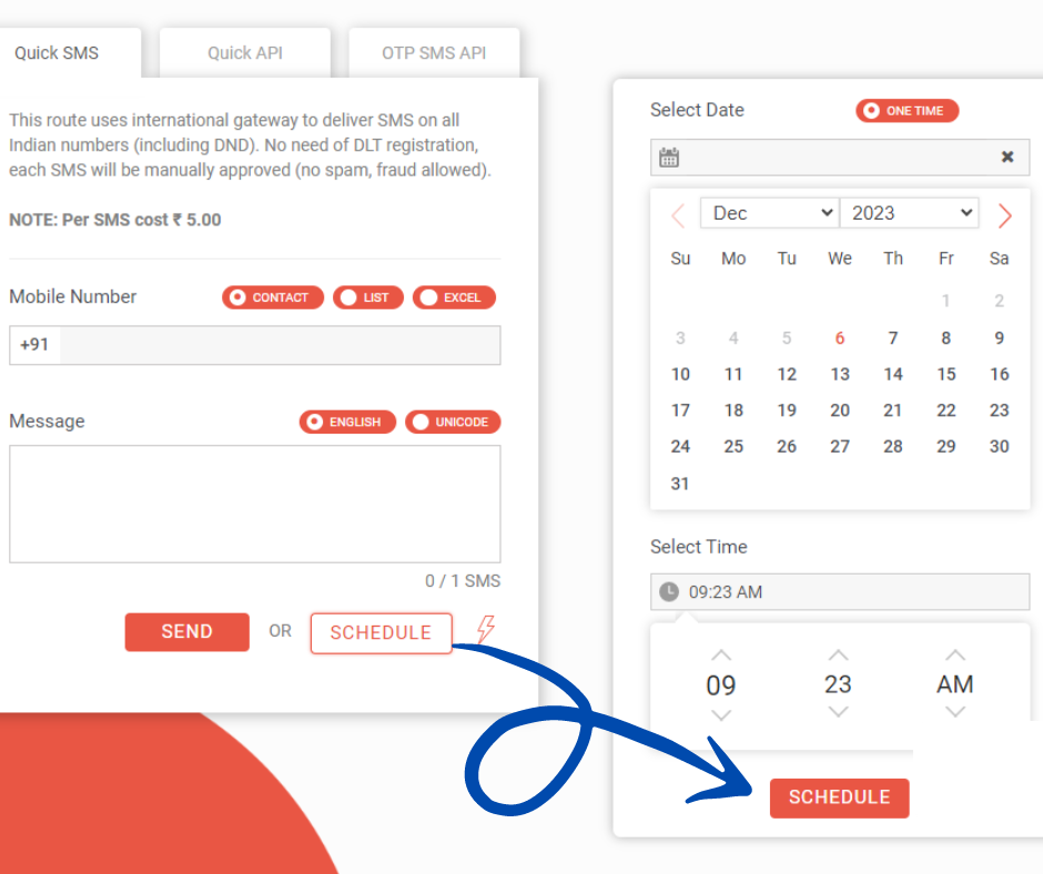 Schedule Quick SMS at Fast2SMS