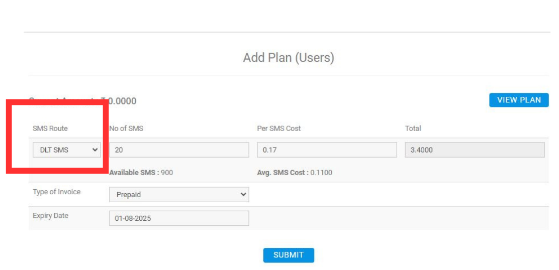 Fast2SMS resellers' SMS Route of view plan