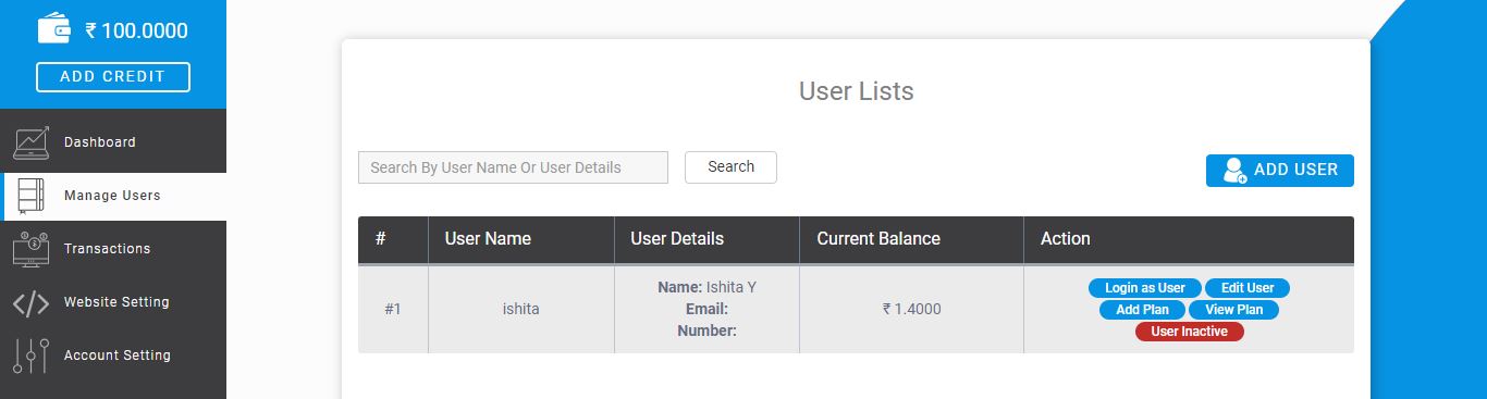 In active User at Fast2SMS bulk SMS reseller panel