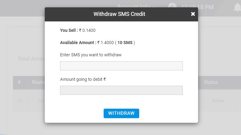 Withdraw credit option Fast2SMS Bulk SMS reseller panel