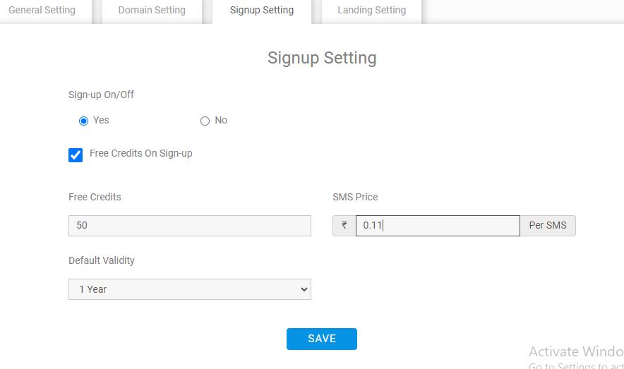 sign up settings- Fast2SMS reseller panel