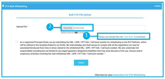 Bulk CTA Whitelisting at vodafone DLT