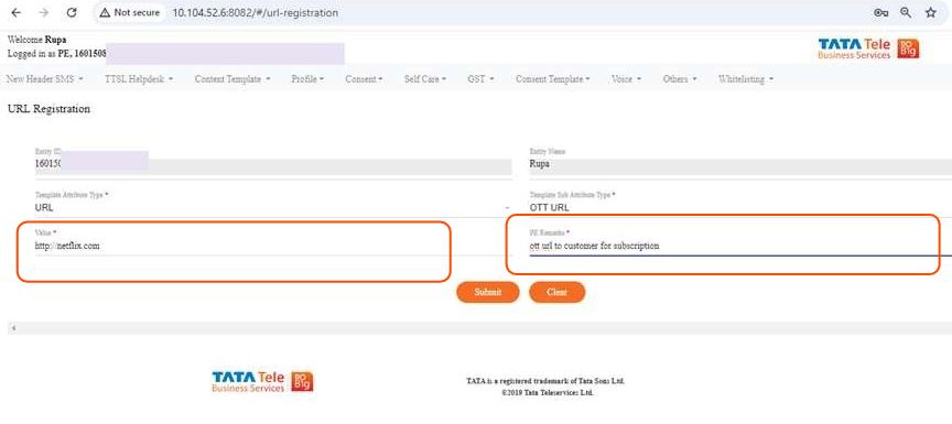 CTA Whitelisting at TATA DLT 7