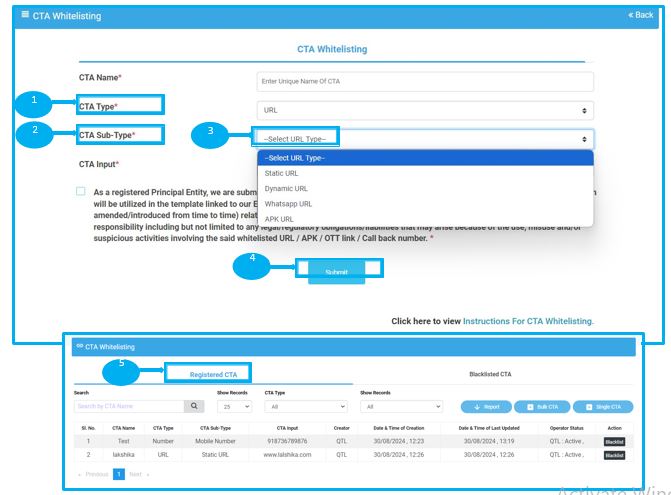 CTA Whitelisting at Vodafone Smart Ping DLT 3