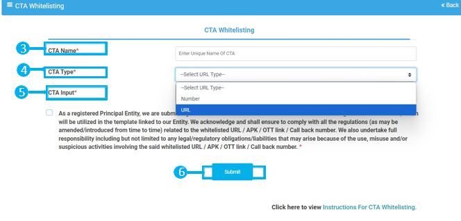 CTA Whitelisting at Vodafone smart ping DLT 1